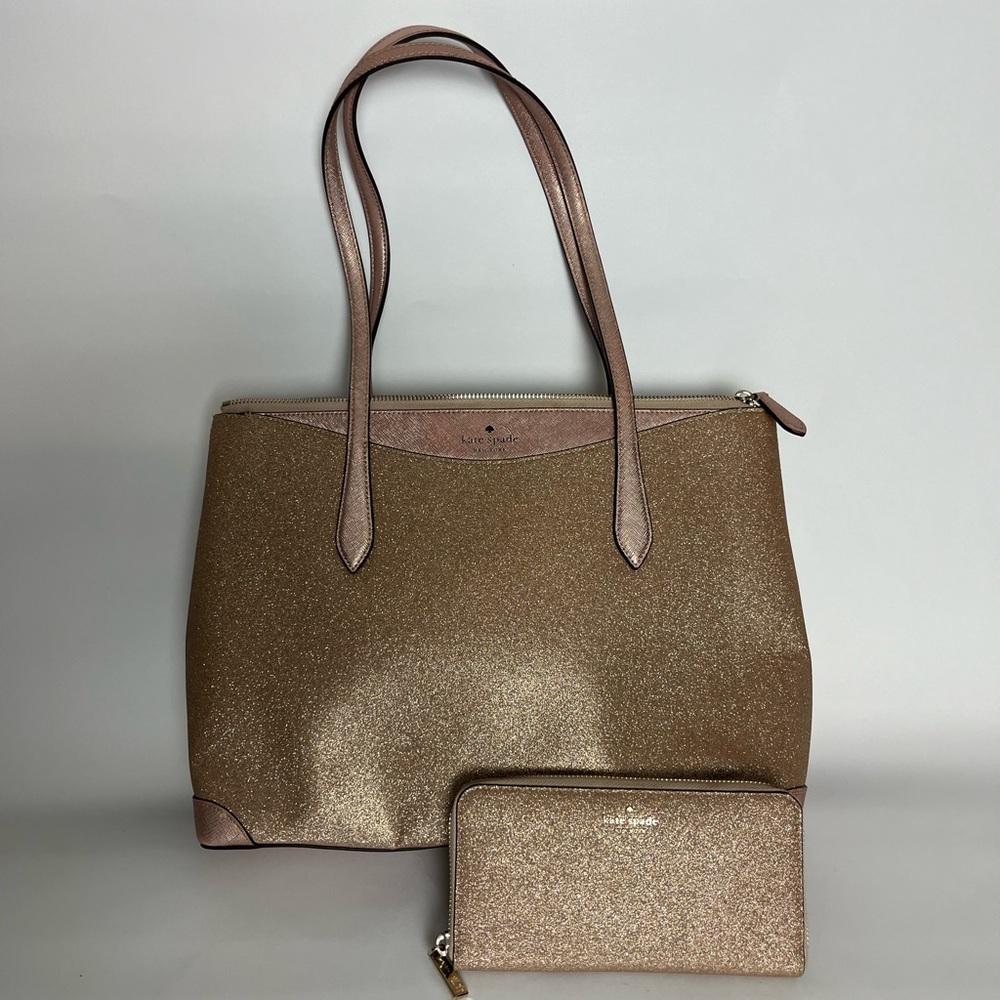 Kate Spade Rose Gold Bag and Matching Wallet